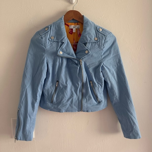 Color Me Courtney Dennis BikerJacket in Blue Sz 8 - Picture 2 of 7